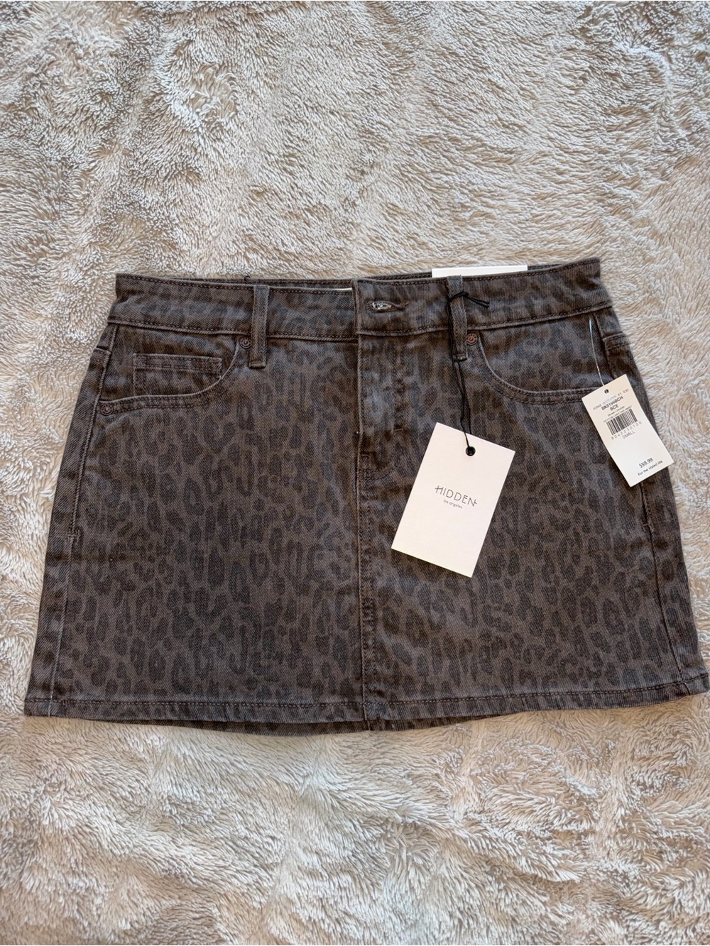 Hidden Studios Denim Skirt Animal Print Denim Mini Skirt Size Small NWT